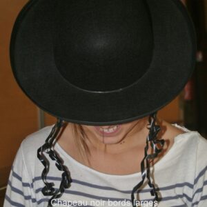 Chapeau noir bord large + tresse Rabbi Jacob