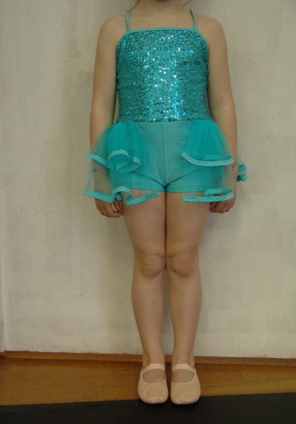 Justaucorps short tutu bulle paillettes vert d'eau