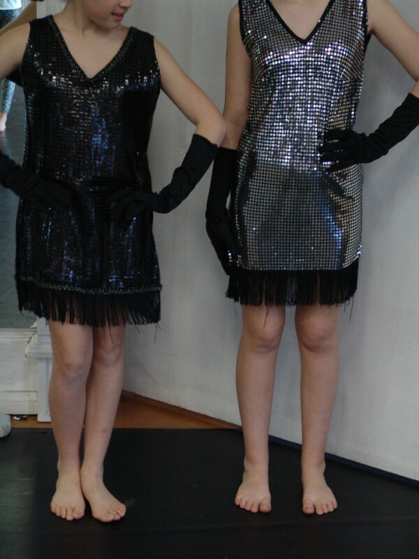 Robe charleston paillettes argent