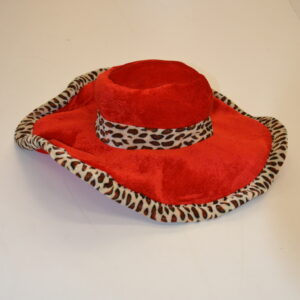 Chapeau velours rouge déco panthère