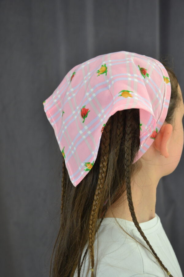 Jupe rose à fleurs+ fichus assortis – Image 2