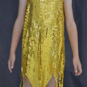 Robe fée clochette paillettes or courte