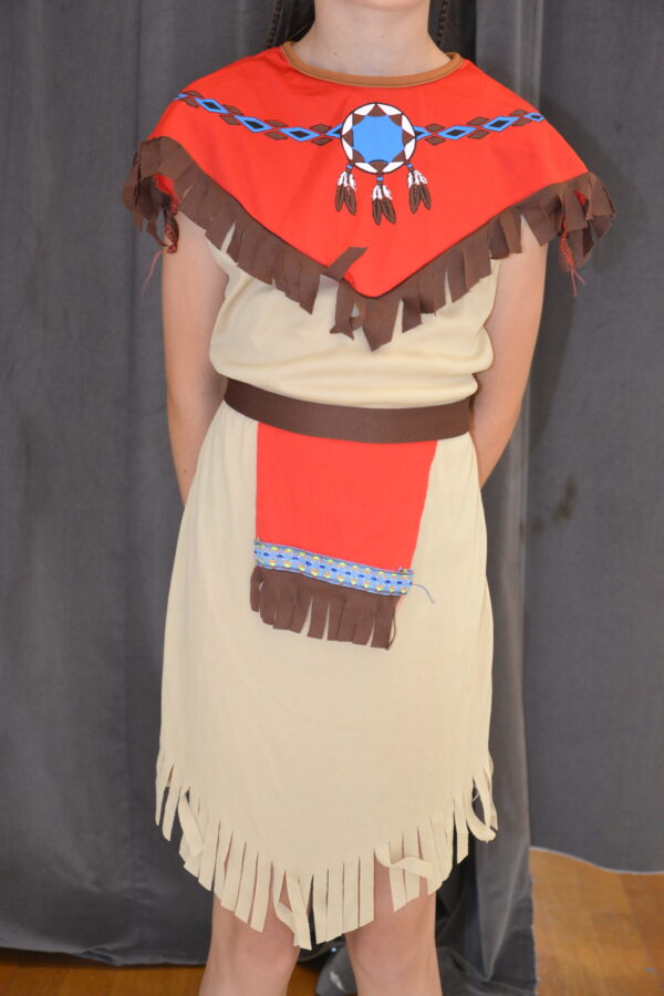 Robe d'indienne avec ceinture et bandeau