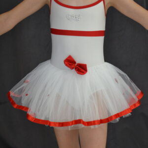 Justaucorps + jupon poupée rouge et blanc