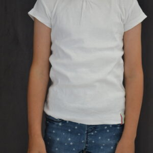 Tee-shirt blanc MC avec étiquette multicolore