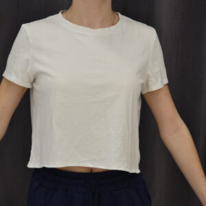Tee-shirt blanc crop top MC
