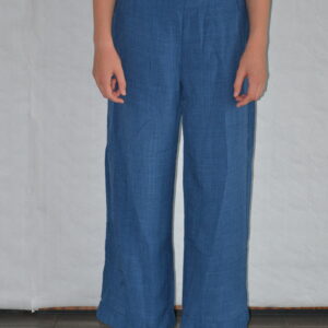 Pantalon bleu fluide ample taille haute