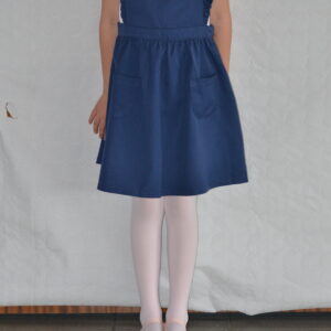 Robe chasuble bleu marine, volants sur bretelles